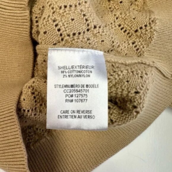 NWT Alice + Olivia Romi Cropped Embellished Pointelle-Knit Cardigan Sand Size S - Picture 6 of 6